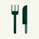 icone animée de fourchette et couteau